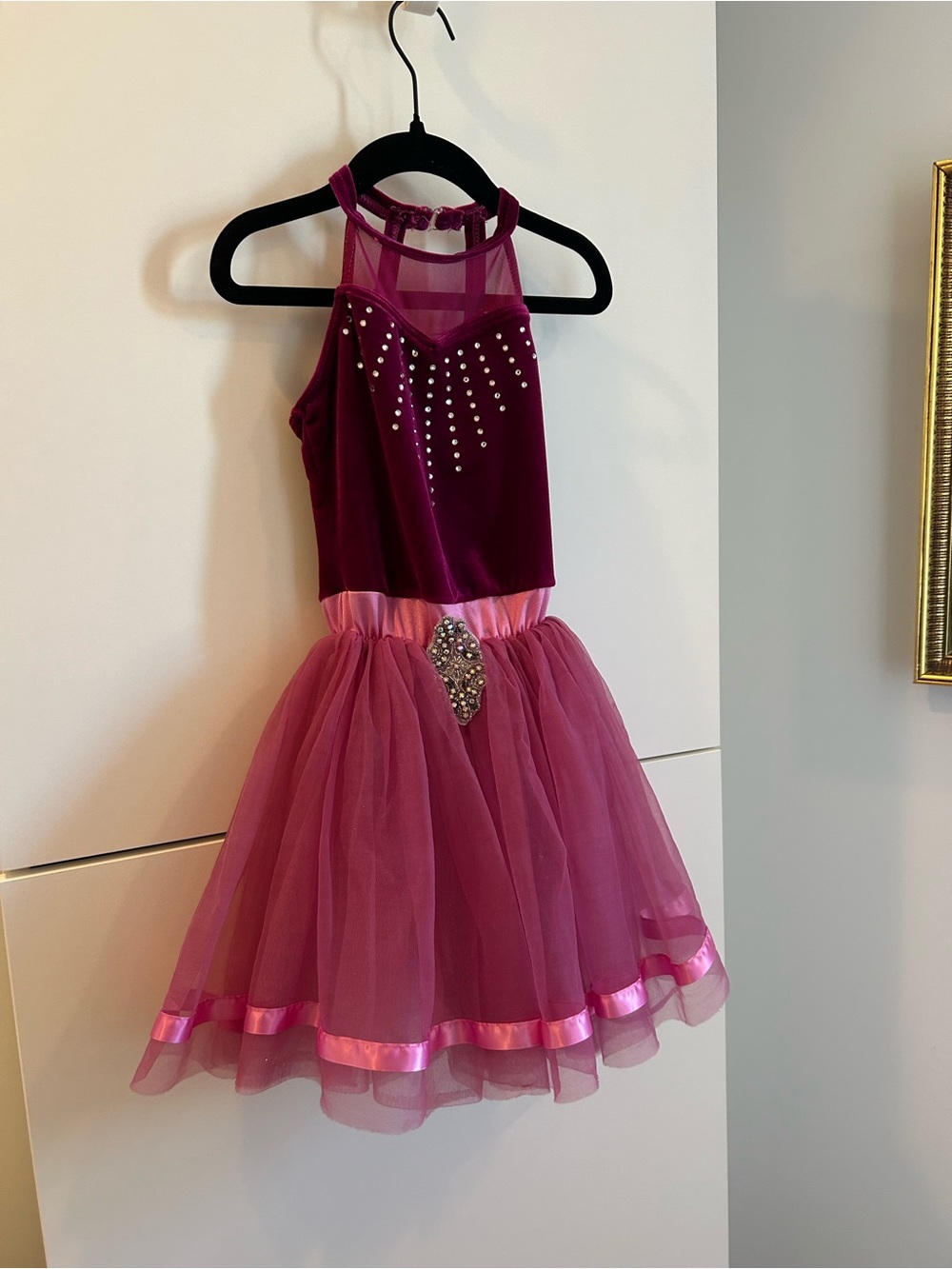 Weissman Berry Pink Tulle Dance Costume with Rhinestone Detail - Picture 2 of 11